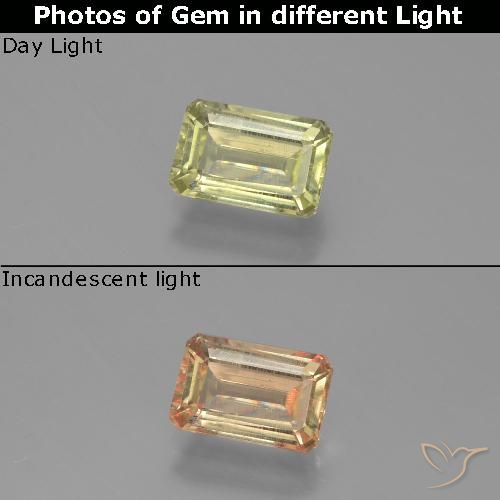 1.05ct Naturale Giallo chiaro Diaspro cangiante, Taglio smeraldo, VS