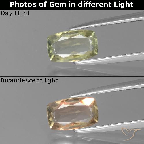 1.05ct Naturale Giallo molto chiaro Diaspro cangiante, Cuscino, VS-SI