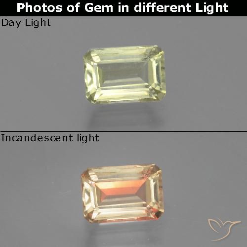 1.18ct Naturale Giallo molto chiaro Diaspro cangiante, Taglio smeraldo, VS