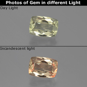 Diasporo cangiante naturale cangiante da 1,14 ct, taglio a cuscino, VS-SI
