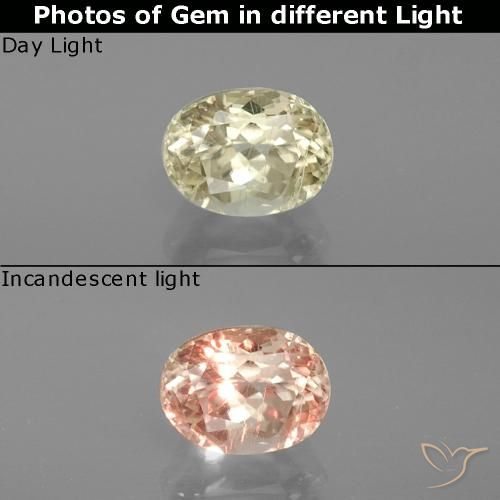 1.00ct Naturale Giallo chiaro Diaspro cangiante, Forma a pera, VS-SI