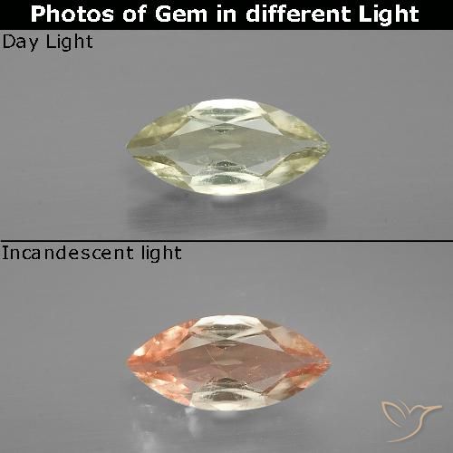 0.92ct Naturale Giallo chiaro Diaspro cangiante, Taglio marquise, VS-SI