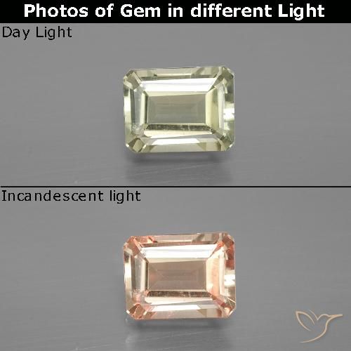1.09ct Naturale Giallo chiaro Diaspro cangiante, Taglio smeraldo, VS-SI