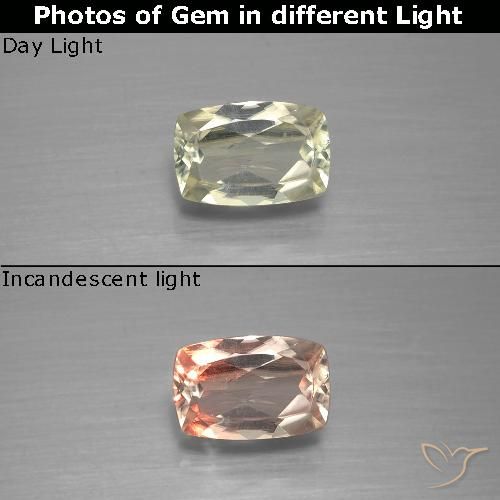0.94ct Naturale Giallo molto chiaro Diaspro cangiante, Cuscino, VVS-VS