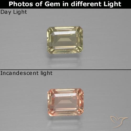 1.23ct Naturale Giallo brunastro Diaspro cangiante, Taglio smeraldo, VS