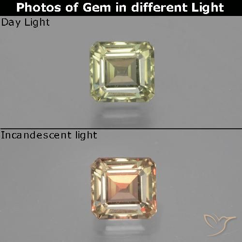 1.12ct Naturale Giallo molto chiaro Diaspro cangiante, Taglio smeraldo, VS