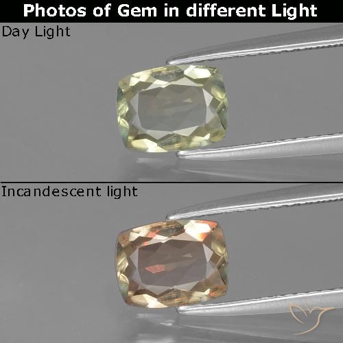 1.14ct Naturale Giallo chiaro Diaspro cangiante, Cuscino, VS