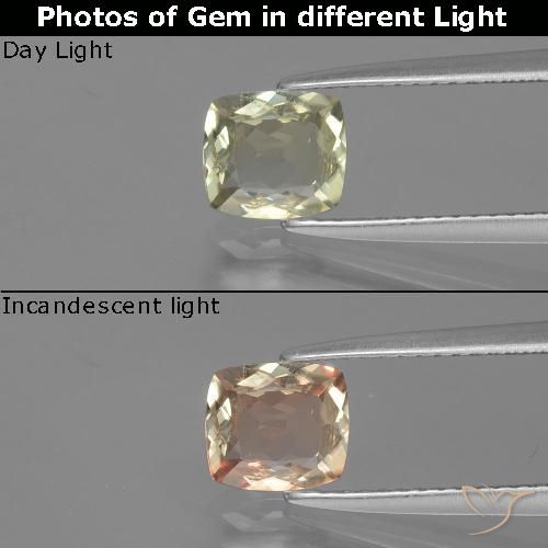 Diaspro cangiante Giallo molto chiaro naturale da 1.05 ct, Cuscino, VVS-VS