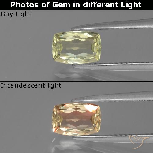 1.39ct Naturale Giallo chiaro Diaspro cangiante, Cuscino, VS