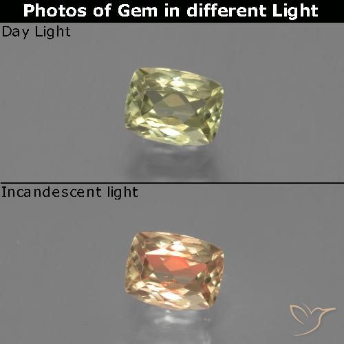 1.31ct Naturale Giallo verde Diaspro cangiante, Cuscino, VS
