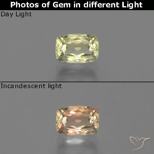 1.24ct Naturale Giallo verde Diaspro cangiante, Cuscino, VVS-VS