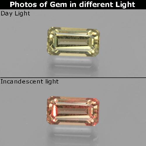 Diasporo cangiante naturale giallo da 1,60 ct, taglio smeraldo, VS