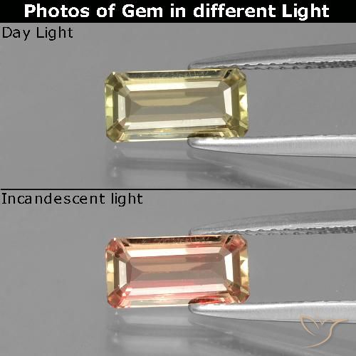 Diaspro cangiante Giallo caldo naturale da 1.13 ct, Taglio smeraldo, VVS-VS