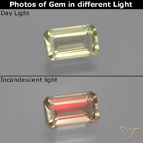 1.17ct Naturale Giallo terroso Diaspro cangiante, Taglio smeraldo, VVS-VS