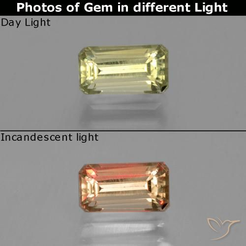 1.40ct Naturale Giallo caldo Diaspro cangiante, Taglio smeraldo, VS