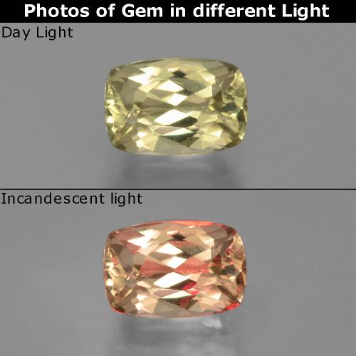 Diaspro cangiante Giallo molto chiaro naturale da 1.28 ct, Taglio a cuscino, VVS-VS