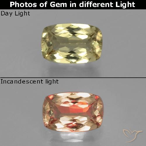 1.25ct Naturale Giallo molto chiaro Diaspro cangiante, Cuscino, VVS-VS