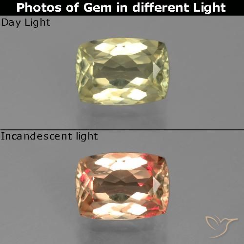1.06ct Naturale Giallo molto chiaro Diaspro cangiante, Cuscino, VVS-VS