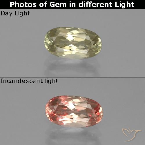 1.04ct Naturale Giallo chiaro Diaspro cangiante, Ovale, VVS-VS
