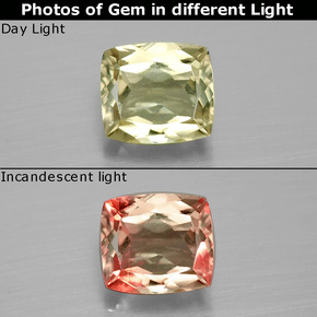 Diasporo cangiante naturale cangiante da 1,41 ct, taglio a cuscino, VS