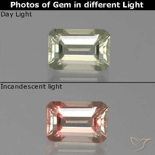 1.31ct Naturale Giallo molto chiaro Diaspro cangiante, Taglio smeraldo, VVS-VS
