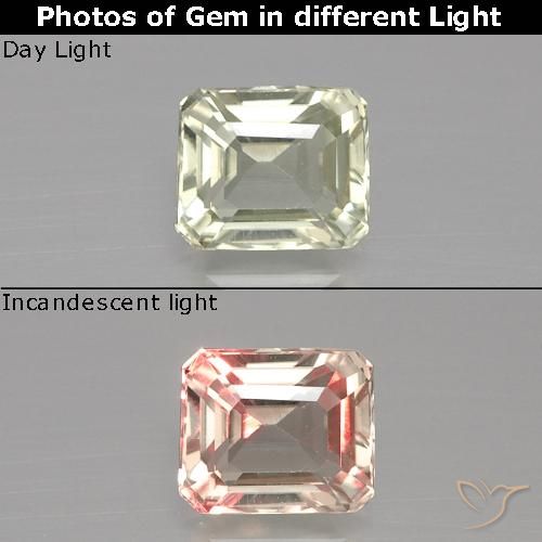 1.19ct Naturale Giallo chiaro Verde Diaspro cangiante, Taglio smeraldo, VVS-VS