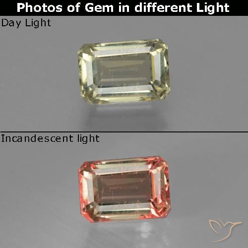 1.05ct Naturale Giallo brunastro Diaspro cangiante, Taglio smeraldo, VS