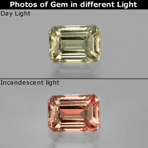 Diasporo cangiante naturale multicolore da 1,03 ct, taglio smeraldo, VS
