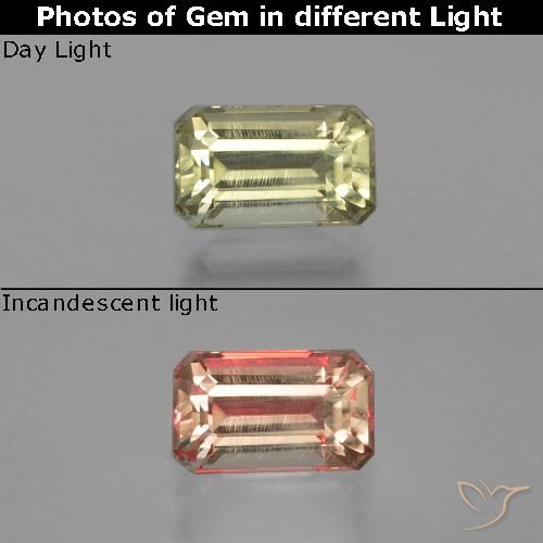 1.25ct Naturale Giallo chiaro Diaspro cangiante, Taglio smeraldo, VS