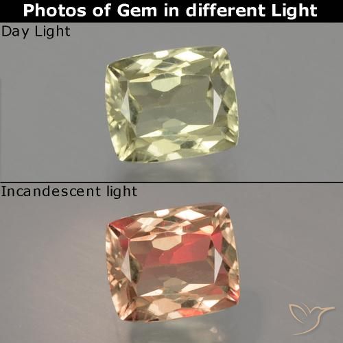 1.08ct Naturale Giallo pallido Diaspro cangiante, Cuscino, VS