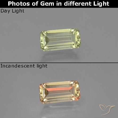 1.24ct Naturale Giallo chiaro Diaspro cangiante, Taglio smeraldo, VVS-VS