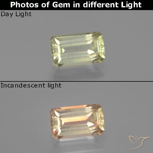 1.62ct Naturale Giallo chiaro Diaspro cangiante, Taglio smeraldo, VVS-VS