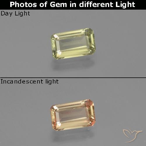 1.07ct Naturale Giallo chiaro Diaspro cangiante, Ottagonale / Taglio smeraldo, VS, Photo A