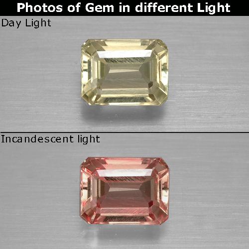 Diaspro cangiante Giallo dorato chiaro naturale da 1.11 ct, Taglio smeraldo, VVS-VS