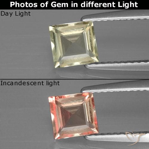 0.91ct Naturale Giallo dorato chiaro Diaspro cangiante, Quadrato, VVS-VS