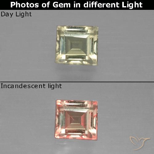 0.78ct Naturale Giallo dorato chiaro Diaspro cangiante, Quadrato, VVS-VS