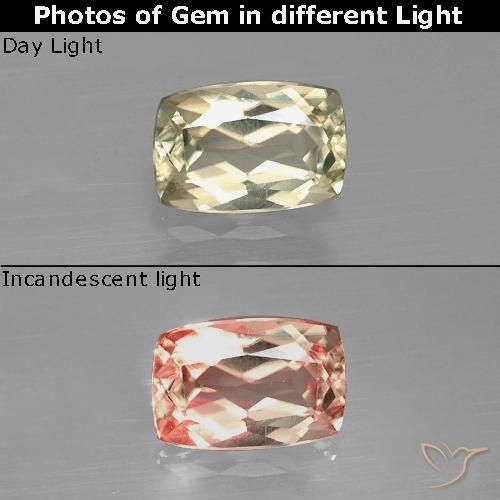 1.04ct Naturale Giallo chiaro Diaspro cangiante, Cuscino, VVS