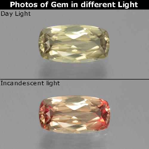 Diaspro cangiante Giallo dorato chiaro naturale da 1.30 ct, Taglio a cuscino, VVS-VS