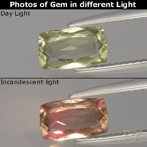 Diaspro cangiante Giallo dorato chiaro naturale da 1.15 ct, Taglio a cuscino, VVS-VS