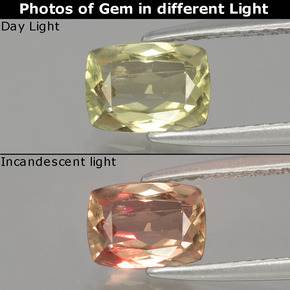 Diaspro cangiante Giallo medio naturale da 1.12 ct, Taglio a cuscino, VS