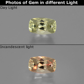 Diasporo cangiante naturale giallo da 1,13 ct, taglio a cuscino, VVS