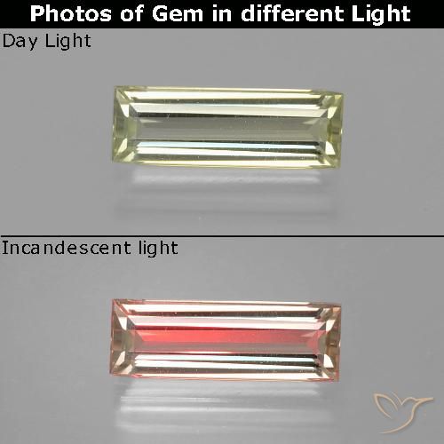 Diaspro cangiante Giallo molto chiaro naturale da 1.18 ct, Taglio a baguette, VVS