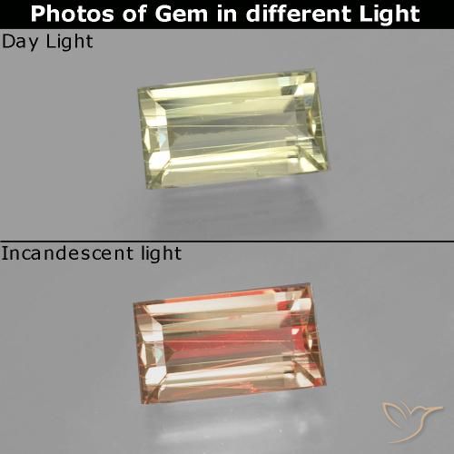 1.58ct Naturale Giallo molto chiaro Diaspro cangiante, Taglio a baguette, VS
