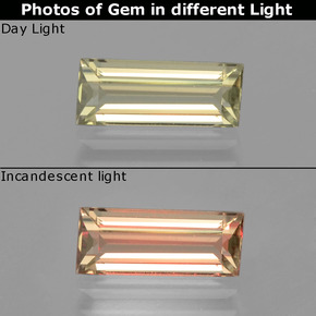 Diasporo cangiante naturale giallo da 1,78 ct, baguette, VVS