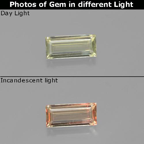 Diasporo cangiante naturale giallo da 1,32 ct, baguette, VVS