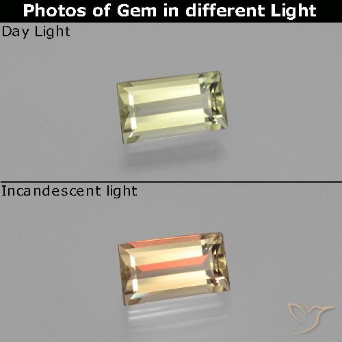 1.49ct Naturale Giallo medio Diaspro cangiante, Taglio a baguette, VVS