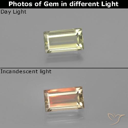 Diasporo cangiante naturale giallo da 1,41 ct, baguette, VVS