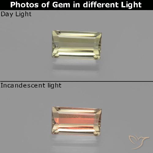 1.39ct Naturale Giallo chiaro Diaspro cangiante, Taglio a baguette, VVS