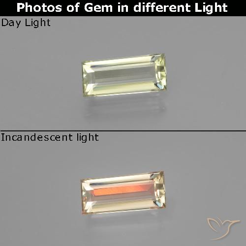 1.25ct Naturale Giallo molto chiaro Diaspro cangiante, Taglio a baguette, VVS