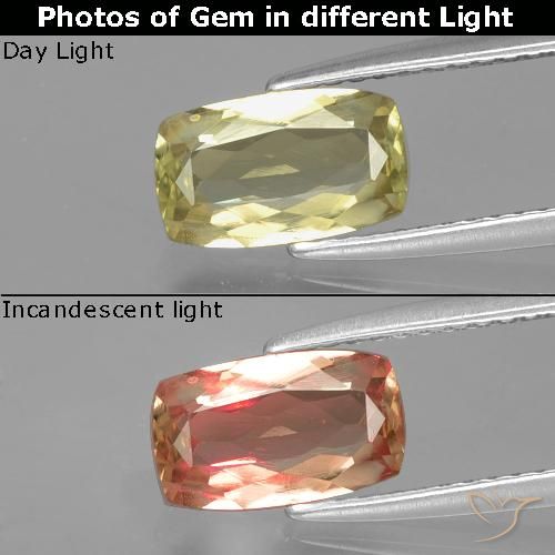 1.16ct Naturale Giallo molto chiaro Diaspro cangiante, Cuscino, VS